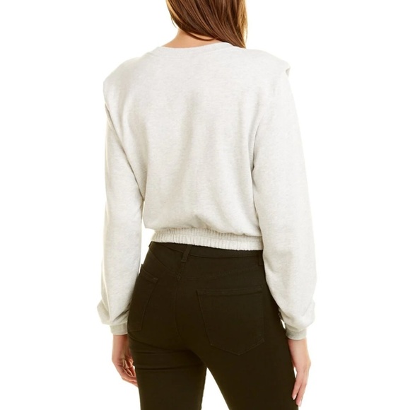 Blank NYC Light Heather Grey Sweatshirt with Padded Shoulder - Picture 2 of 5